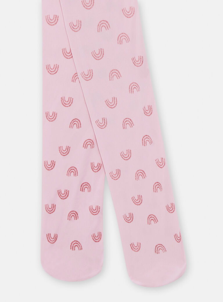 Collant rose à motif arc-en-ciel pour fille