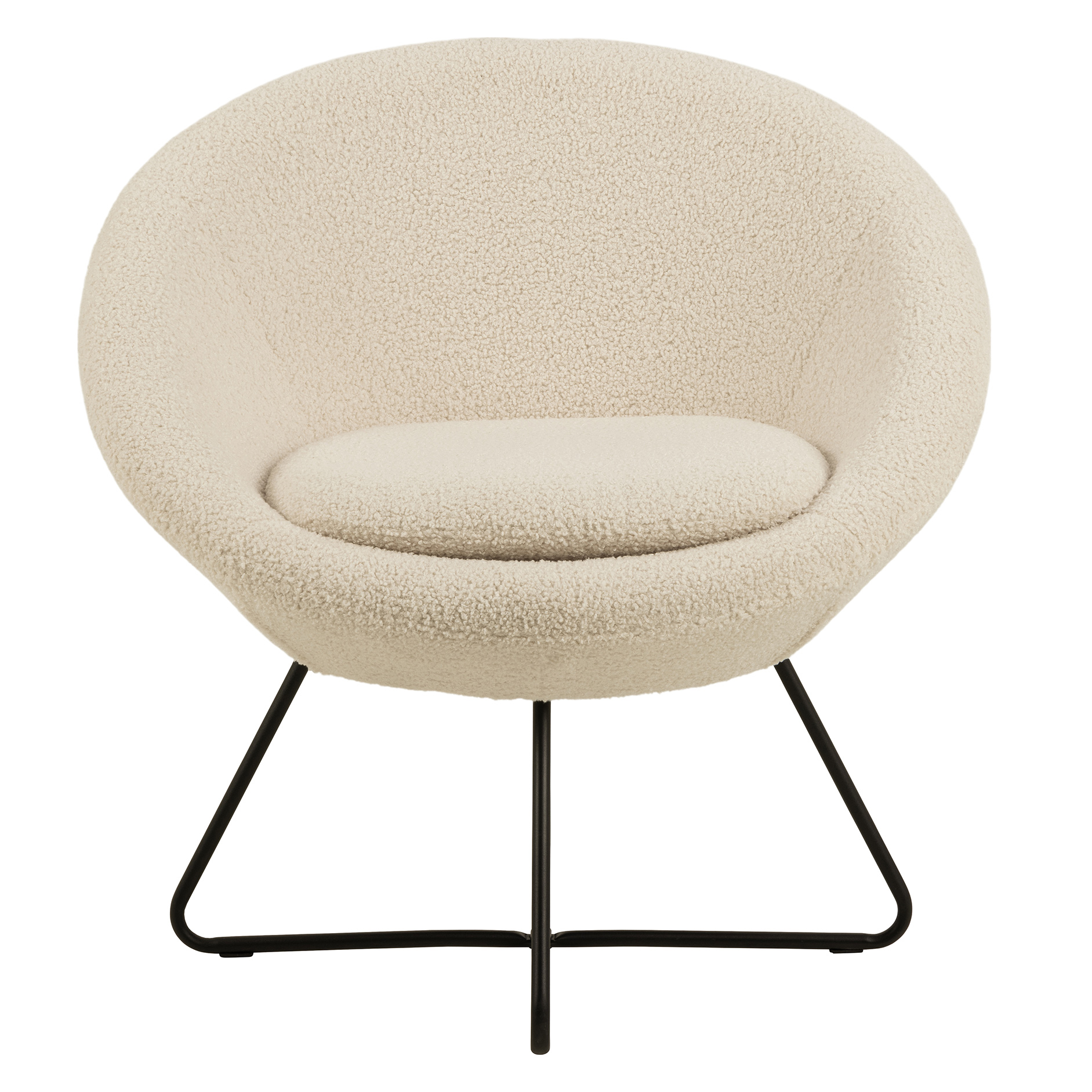 Loungestuhl CENTER - beige - matt schwarz - Plüsch