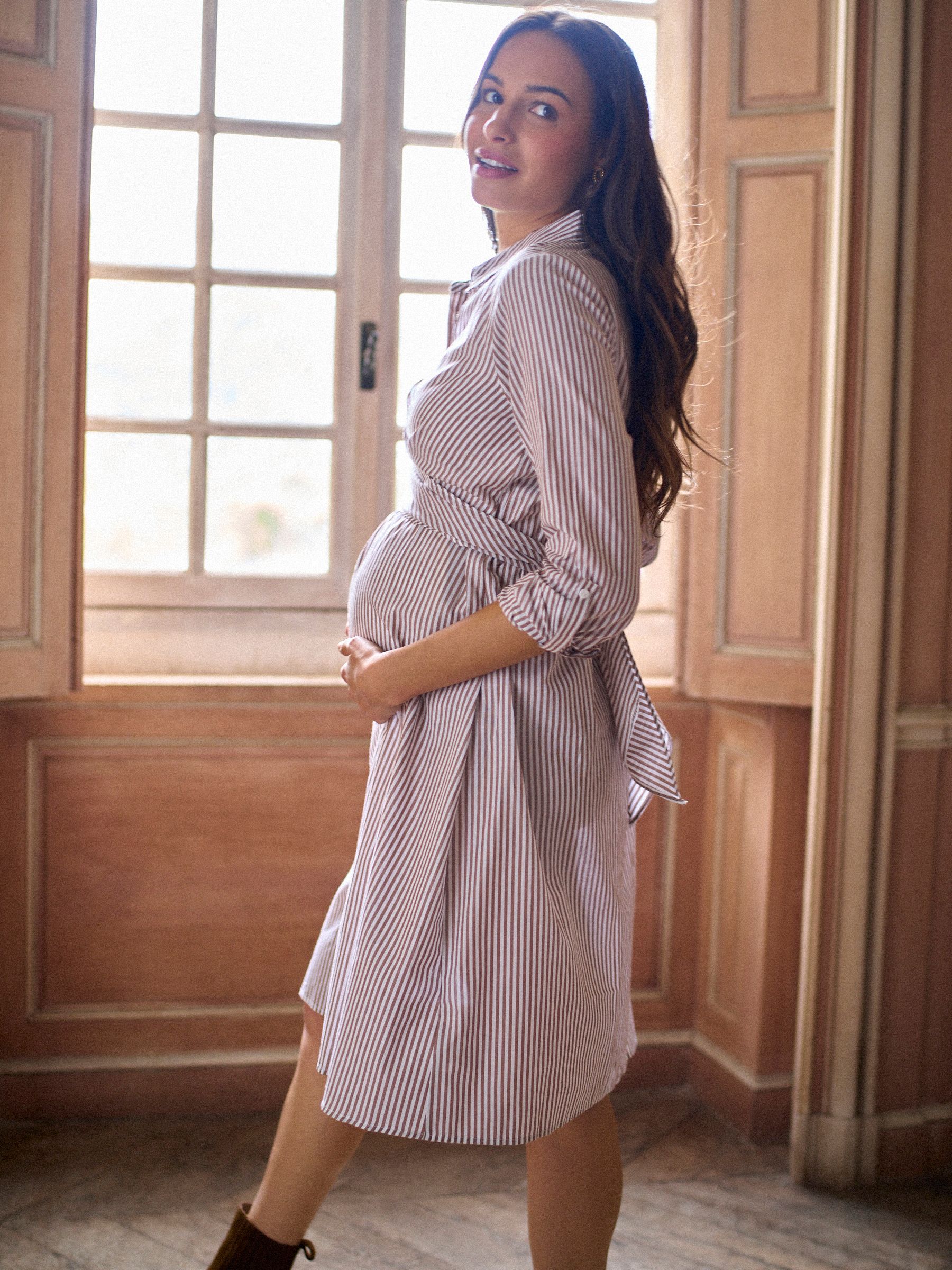 Seraphine Maternity & Nursing Midi Wrap Shirt Dress