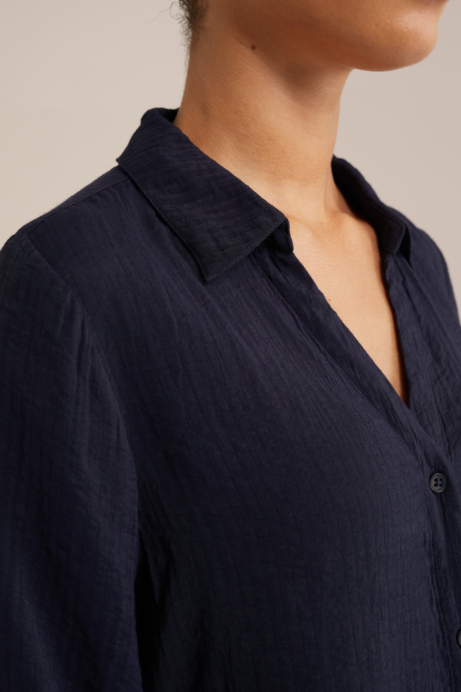 blouse met structuur WE Fashion Donkerblauw