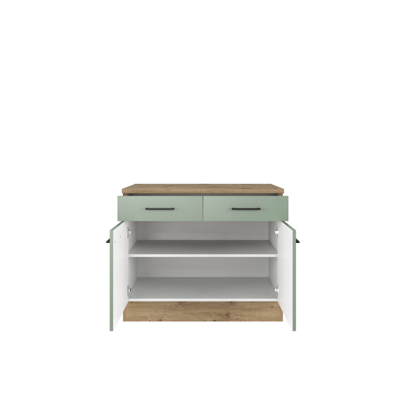 Unterschrank CARA - schilfgrün - Artisan Eiche - 100 cm