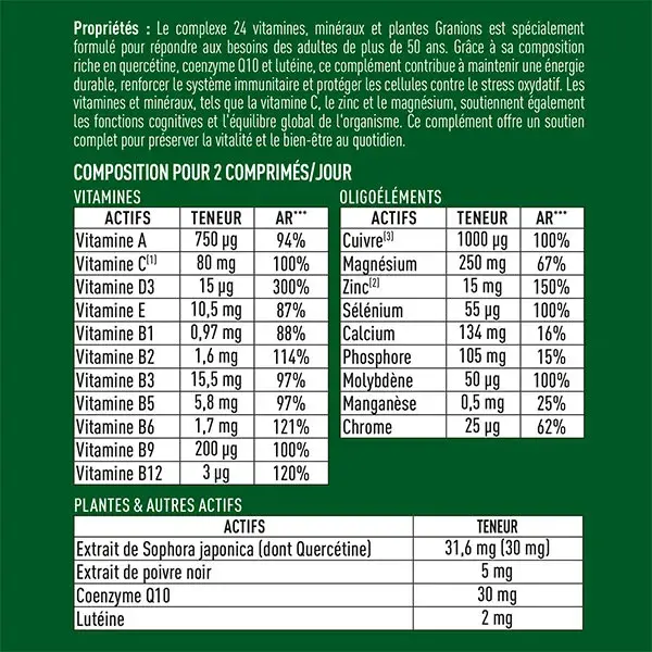 Granions 24 Vitaminas, Minerais e Plantas para Idosos, 90 comprimidos