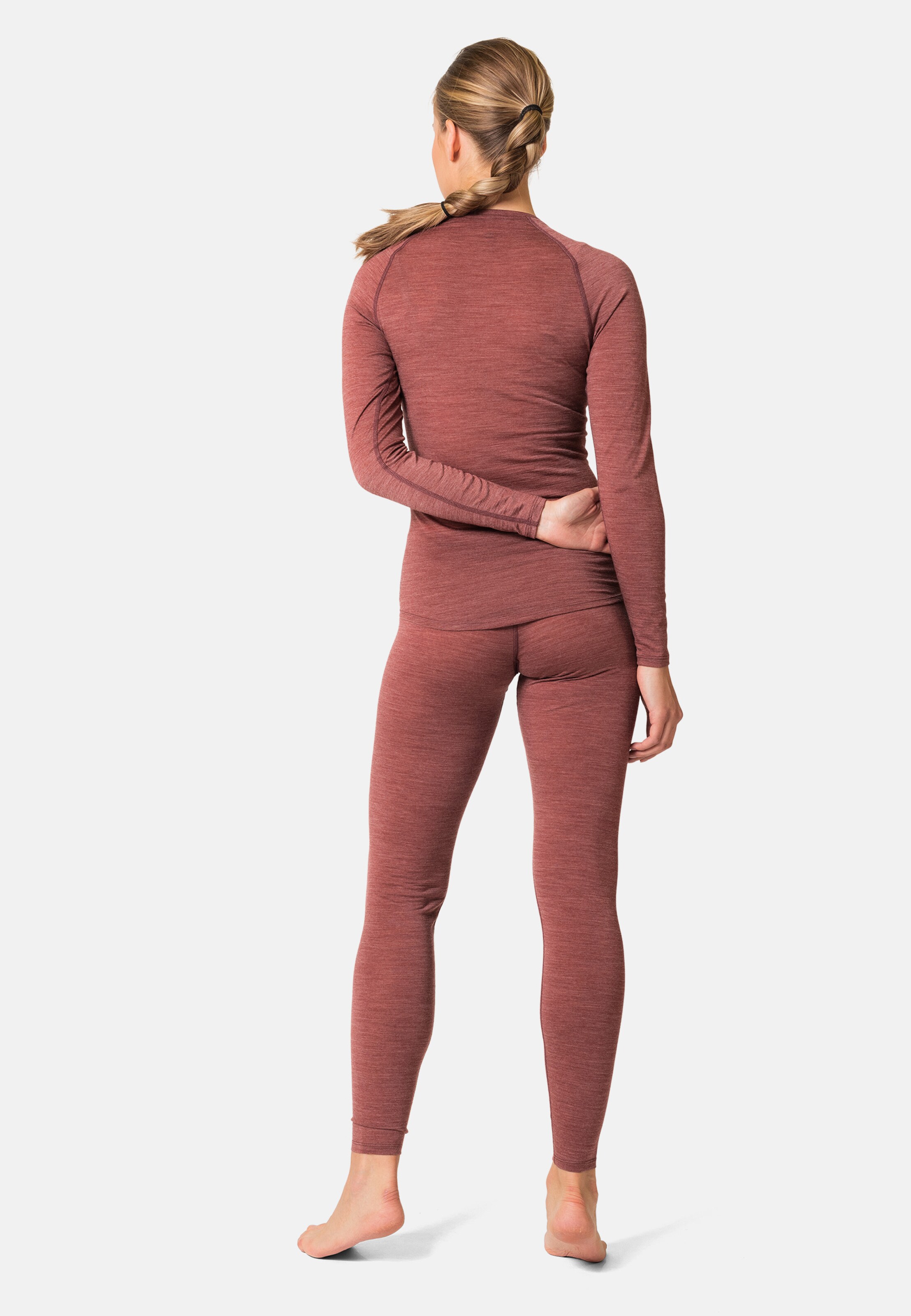 Natural Performance Wool 130 Base Layer Tights in spiced apple melange  - live wire