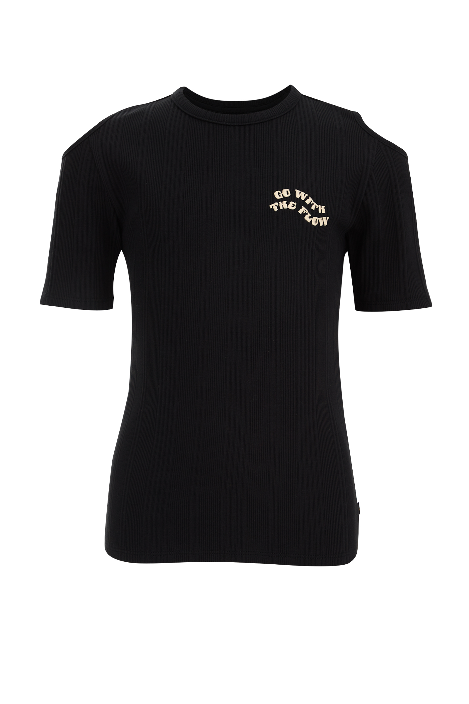 Meisjes T-shirt van ribstof WE Fashion Zwart