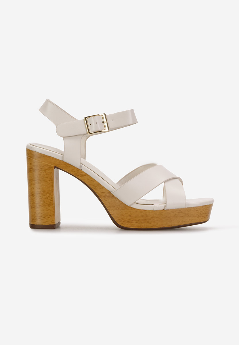 Sandales à talon épais beige Grita