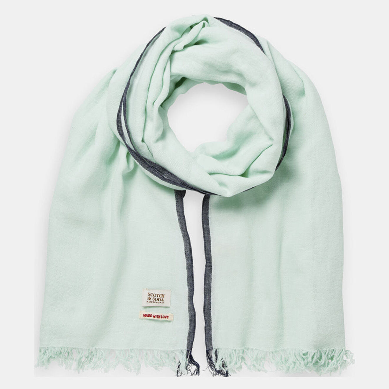 Scotch & Soda Chèche en Coton Bio & Lin vert d'eau - 172x80 cm