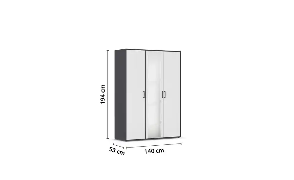 Drehtürenschrank Absetzung: Grau 140 cm 3 Stück