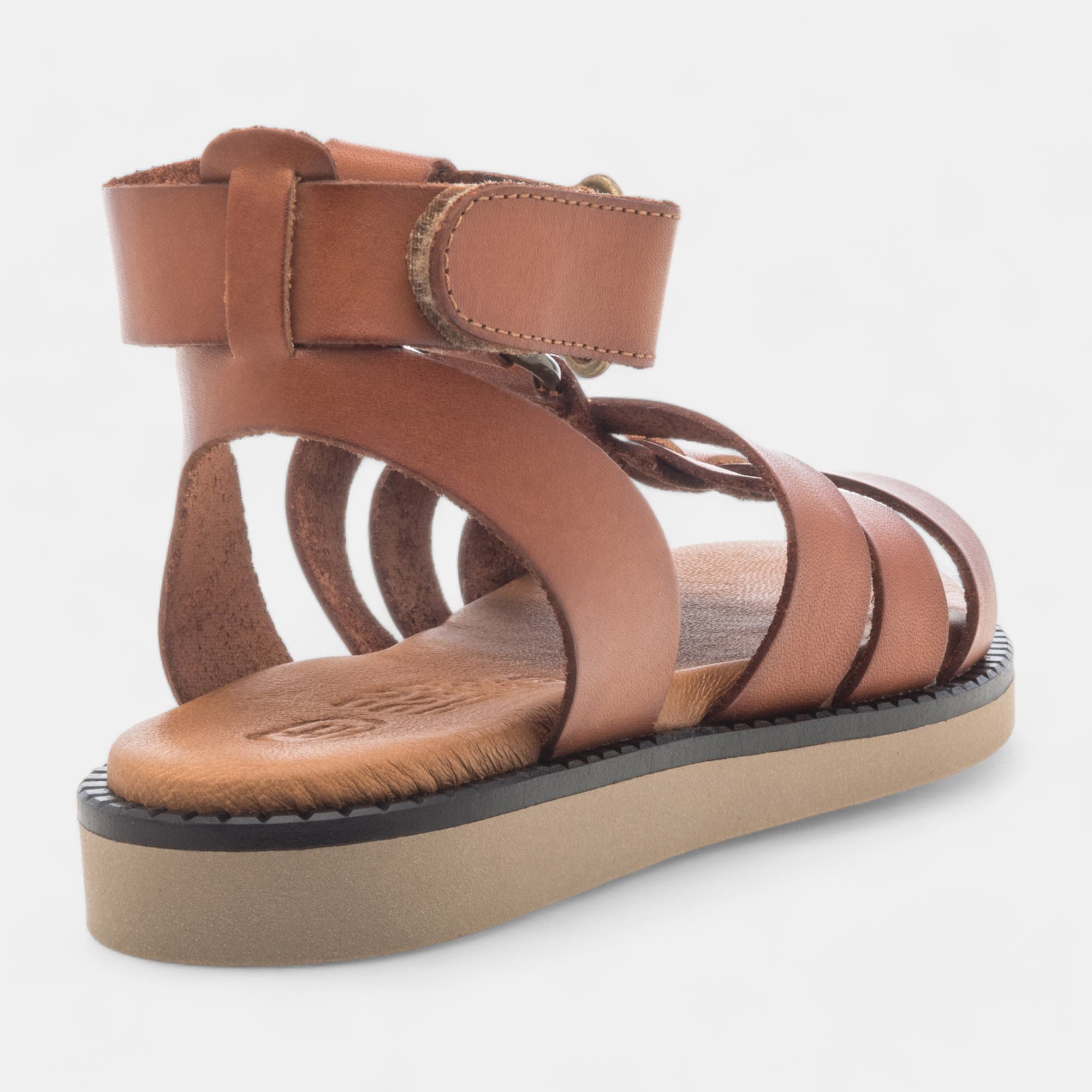 Sandales Femme en cuir cognac