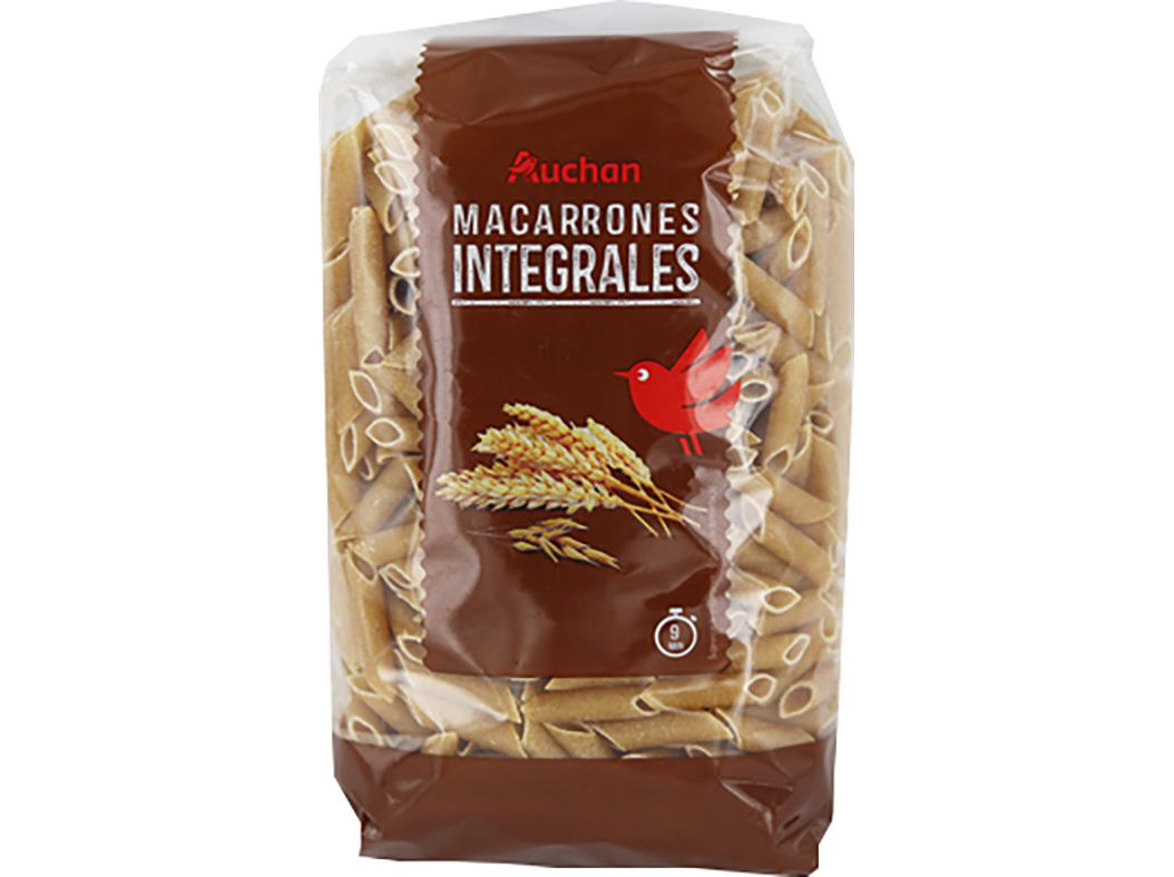 MASSA AUCHAN MACARRÃO INTEGRAL 500G