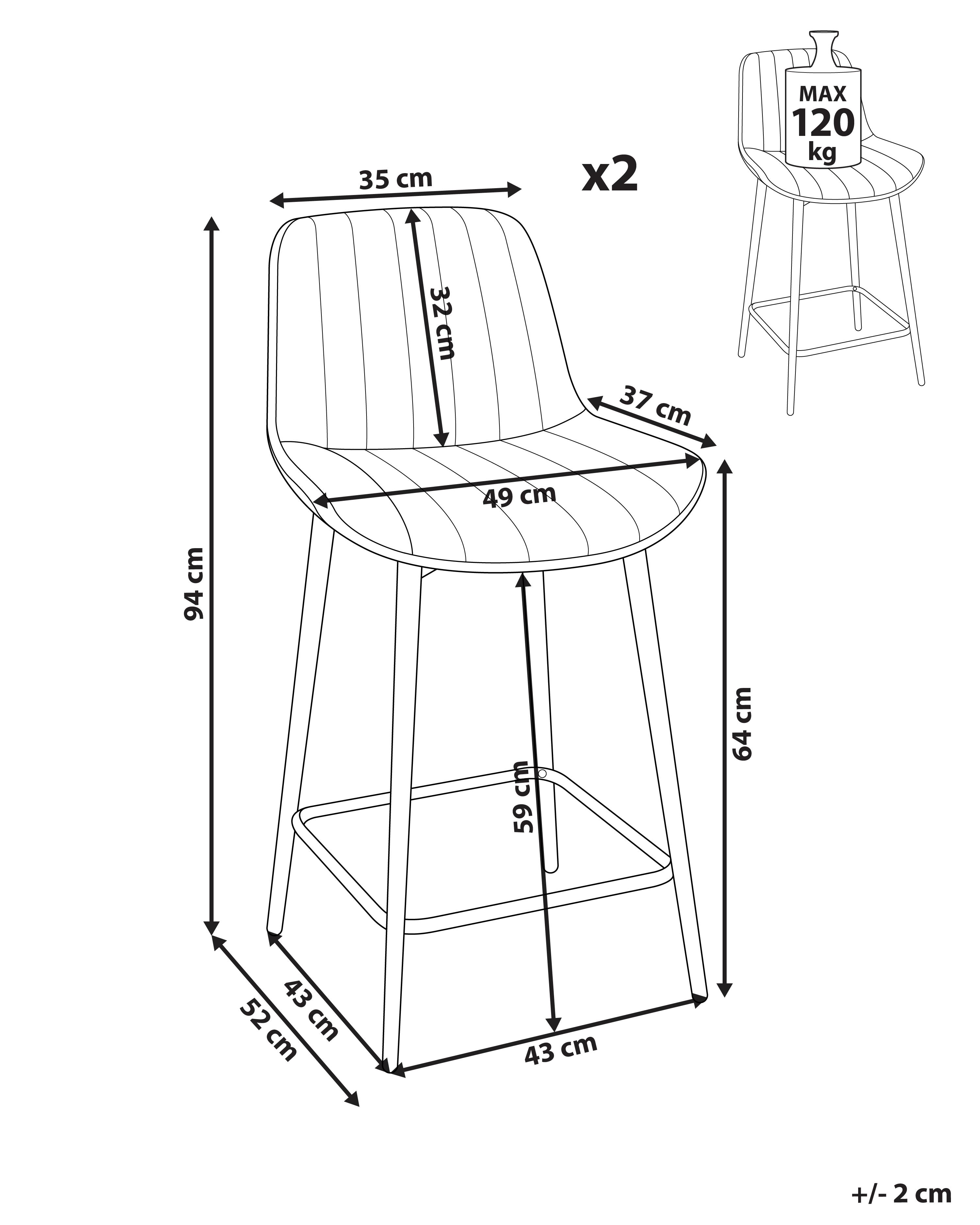 Set van 2 barstoelen DUBROVNIK Fluweel Lichtbeige