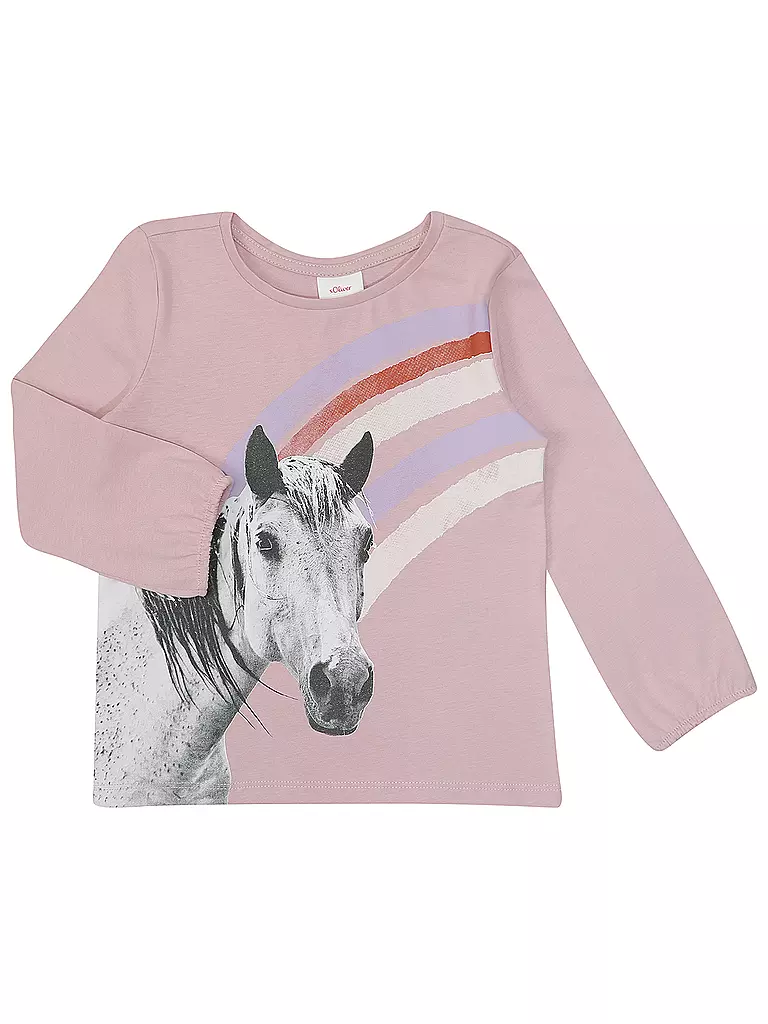 S.OLIVER Mädchen Langarmshirt PFERD rosa