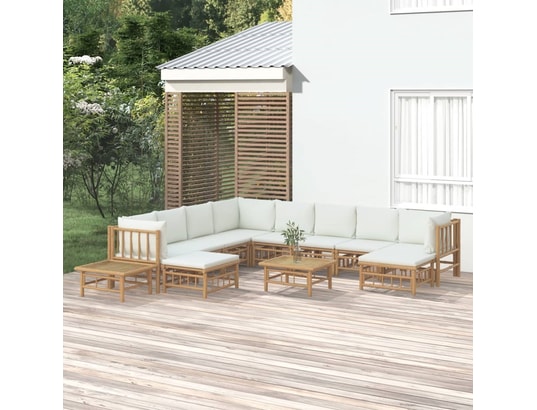 LES TENDANCES - Salon extérieur Salon de jardin-blanc-10 places-55x65x30-490588
