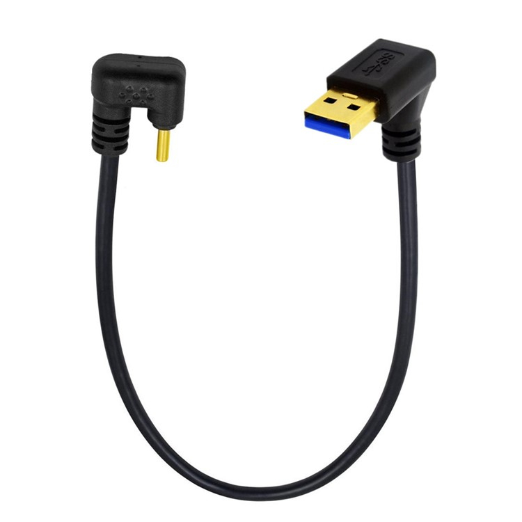 (30cm) 3A USB A auf USB C Ladekabel abgewinkeltes Datenkabel - Schwarz