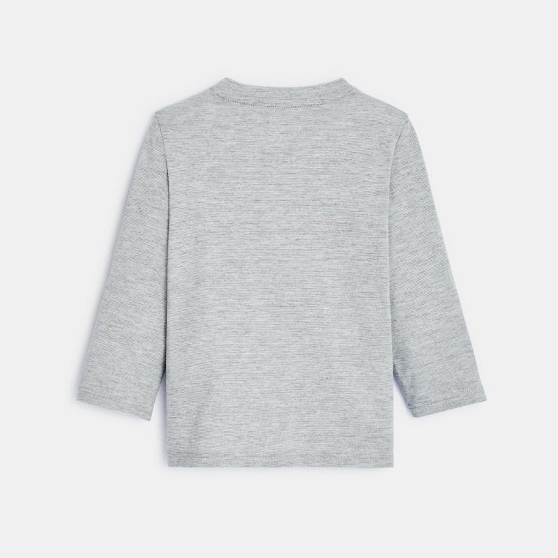 T-shirt fines rayures ours gris bébé garçon Gris ou noir