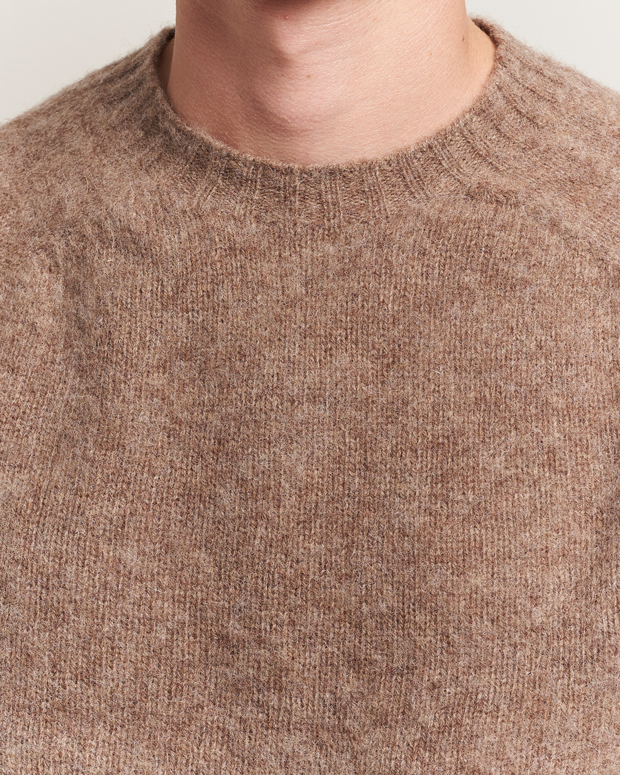 Harley Of Scotland Brushed Supersoft Lambswool Crewneck Tundra