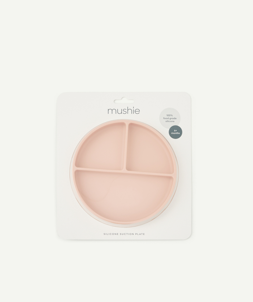 MUSHIEASSIETTE ROSE 3 COMPARTIMENTS EN SILICONE POUR BÉBÉ