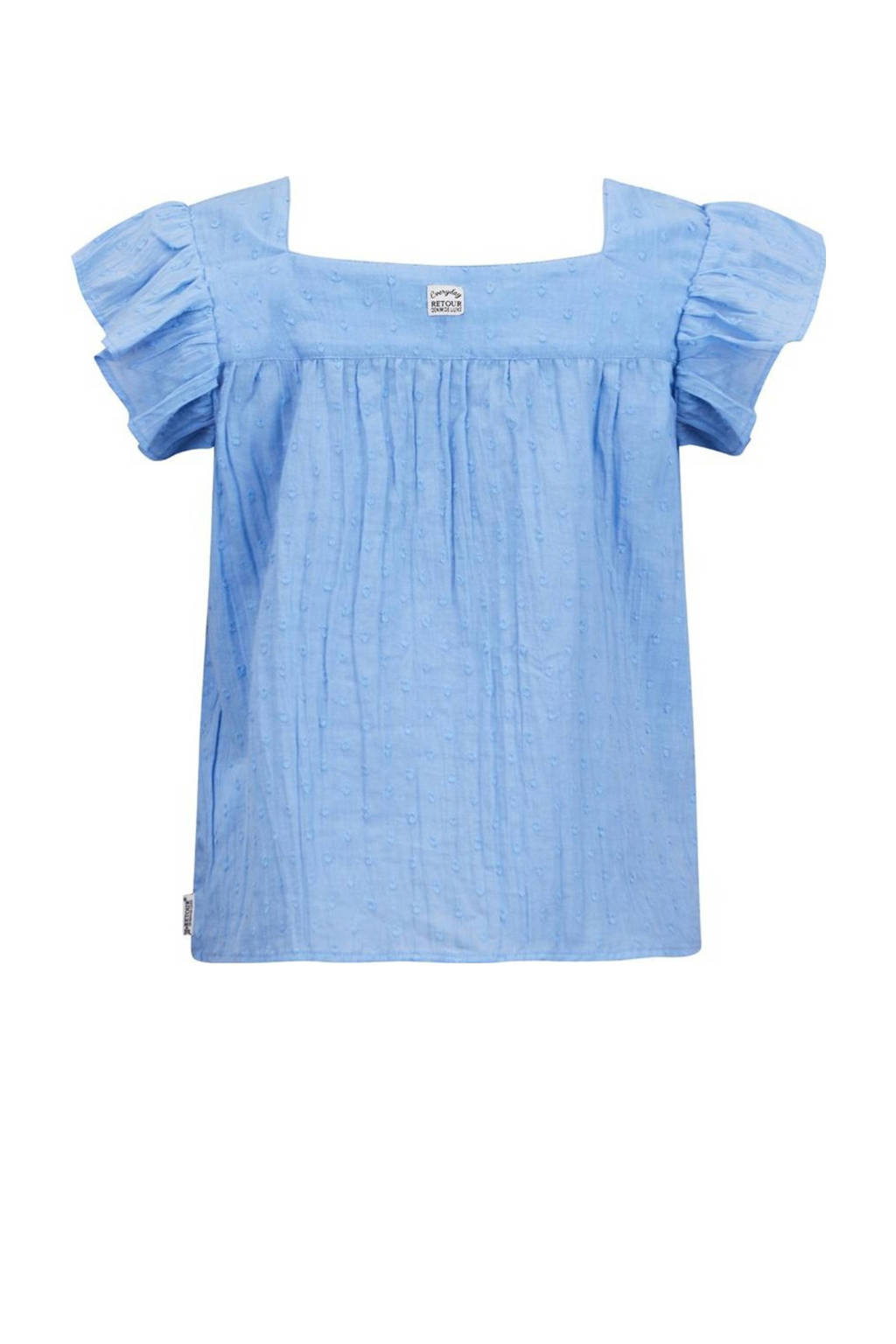 Retour Jeans top Isla met ruches lichtblauw