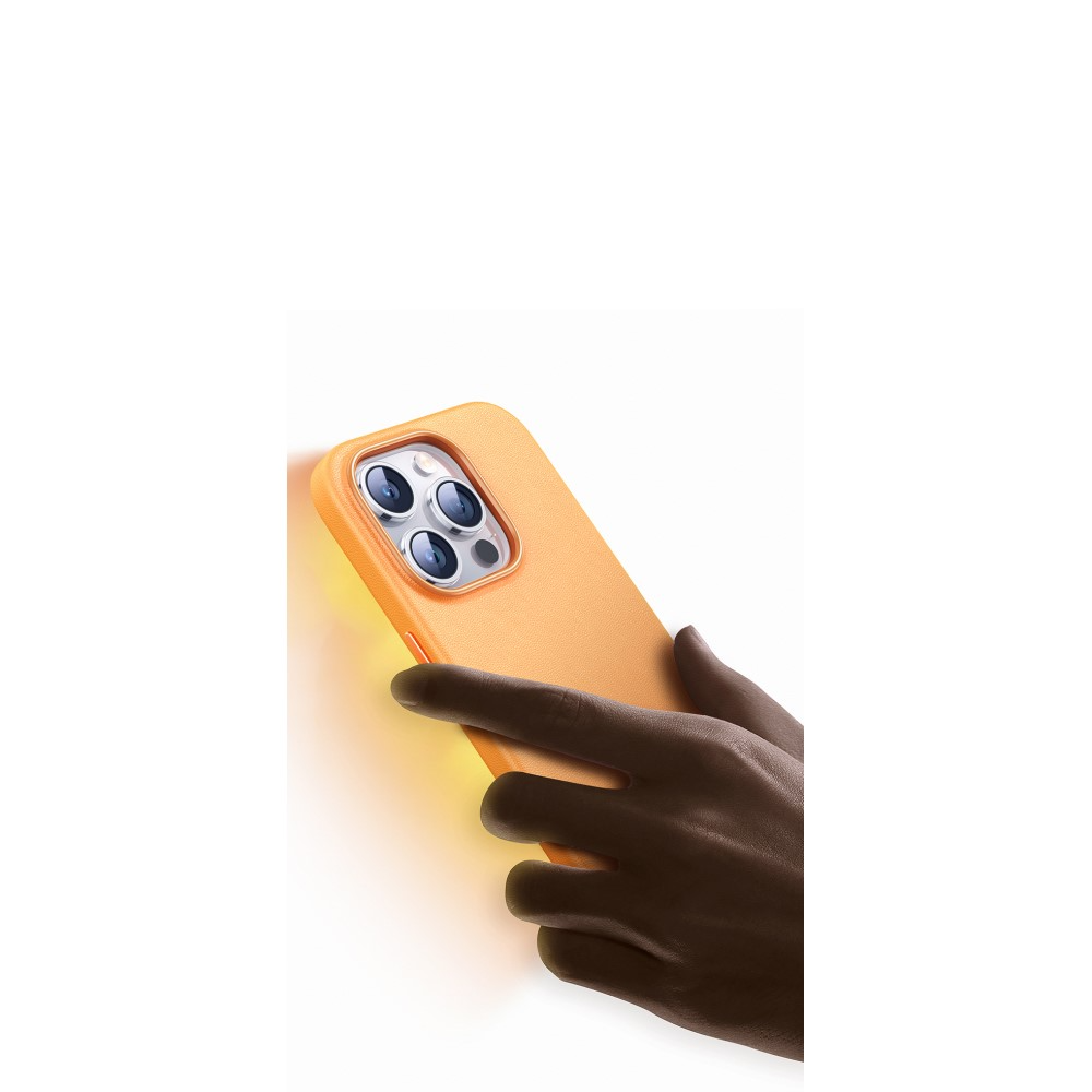 iPhone 15 Pro Leder Hardcase Schutzhülle - Schwarz