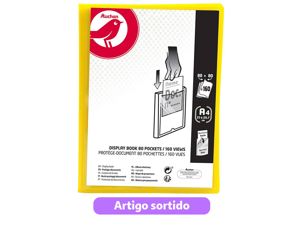 PORTFÓLIO AUCHAN A4 80 80 BOLSAS CORES SORTIDAS
