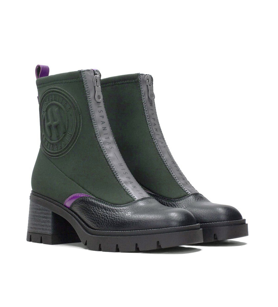 Botas de cano curto Hispanitas Everest em couro verde - Altura do salto: 6,5 cm