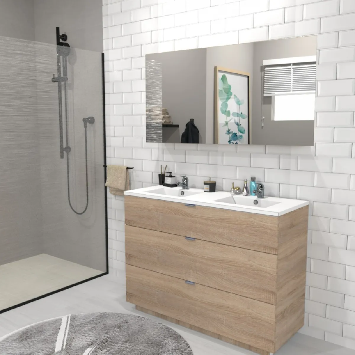 Le Quai Des Affaires Meuble sous-vasque MARBELLA 3 tiroirs - Décor Chêne Blanchi