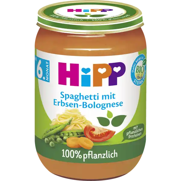 Bio Spaghetti mit Erbsen-Bolognese ab 6. Monat