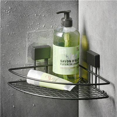Accessoires de salle de bain noir fixation électrostatique