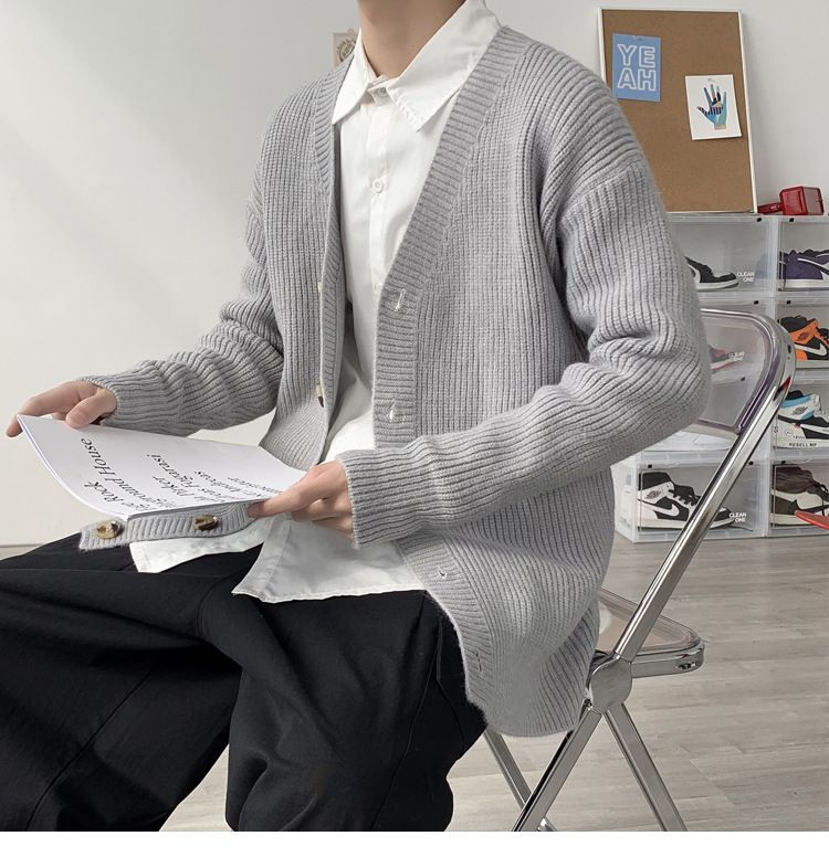 Andrei - Effen gebreide cardigan met lange mouwen