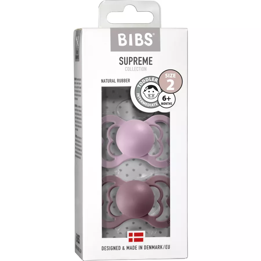 BIBS® Schnuller Supreme Dusky Lilac  Heather Latex 6-36 Monate, 2 Stk.
