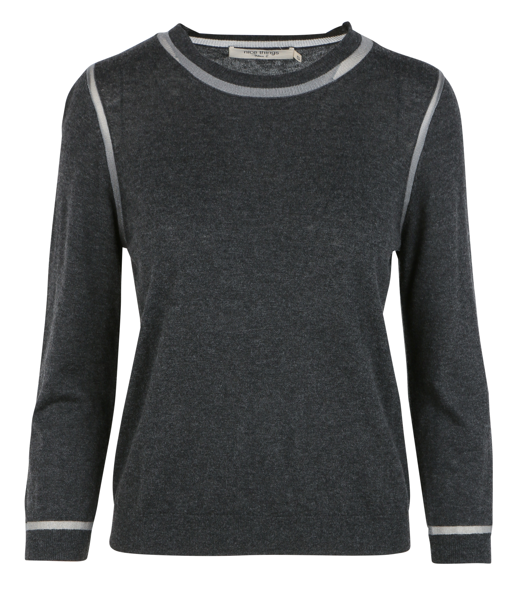 Pull droit en laine mélangée | Gris