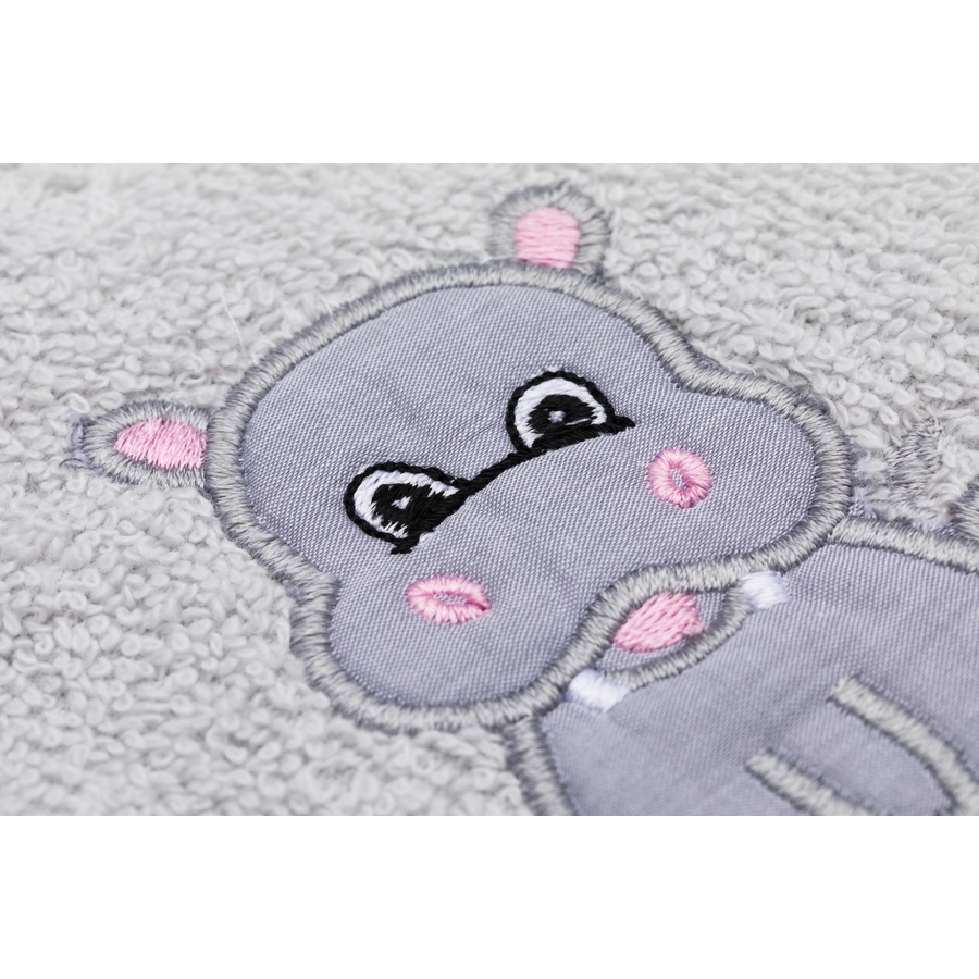 fillikid Kapuzenbadetuch Nilpferd grau 75x75 cm