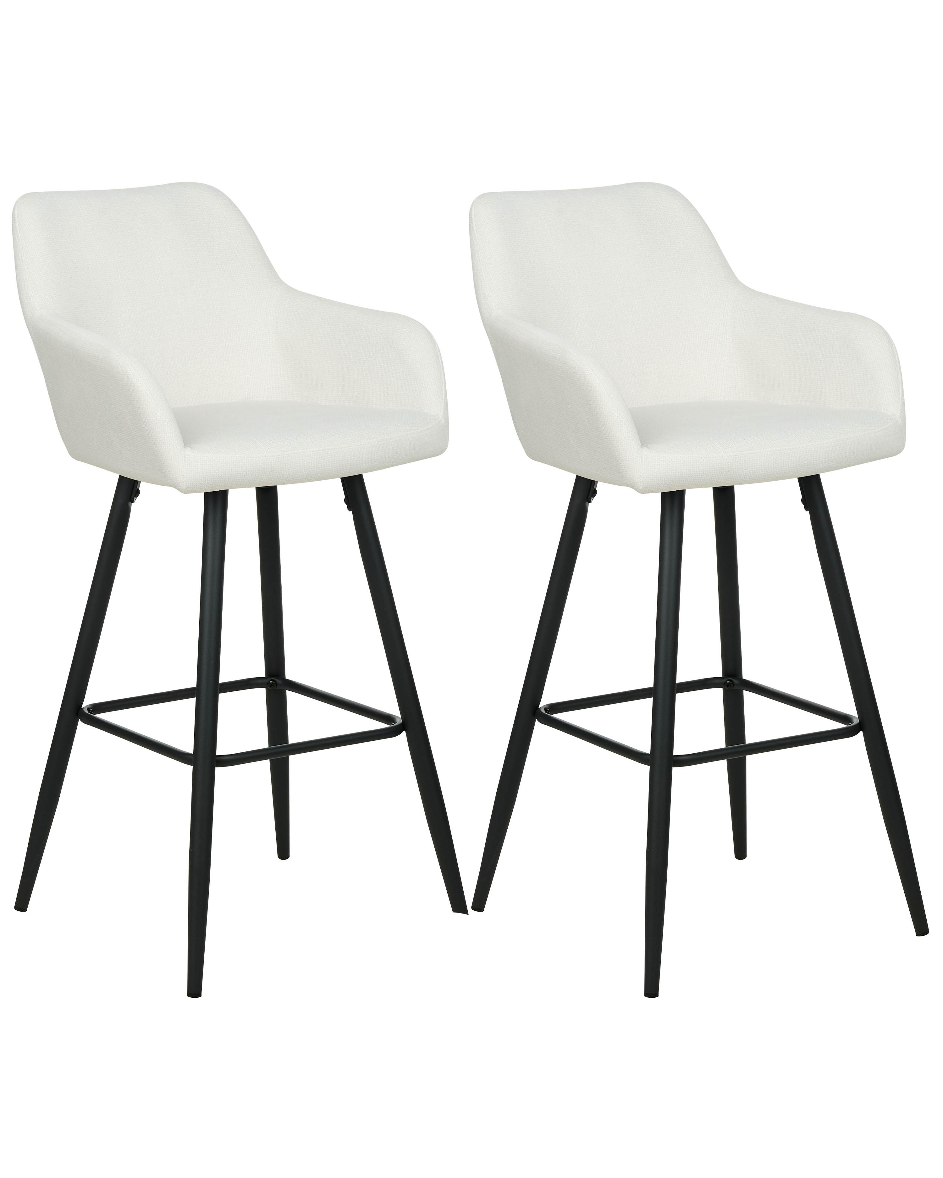 Set van 2 barstoelen CASMALIA Fluweel Gebroken wit