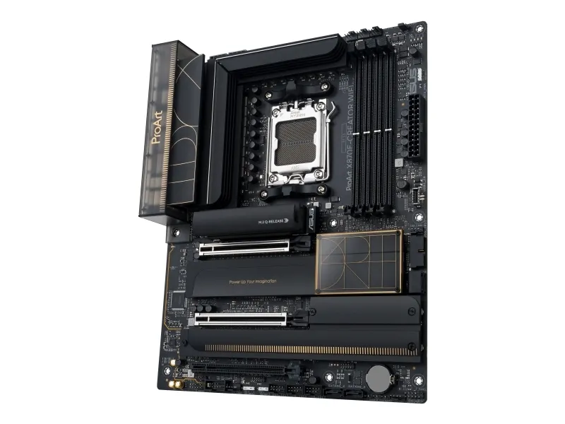 ASUS ProArt X870E-CREATOR WIFI - Bundkort - ATX - Socket AM5 - AMD X870E Chipset - USB4, USB-C 3.2 Gen 2x2, USB 3.2 Gen 2, USB 3.2 Gen 1 - Wi-Fi 7, 2.5 Gigabit LAN, 10 Gigabit LAN, Bluetooth - onboard grafik (CPU påkrævet) - HD Audio (8-kanaler)