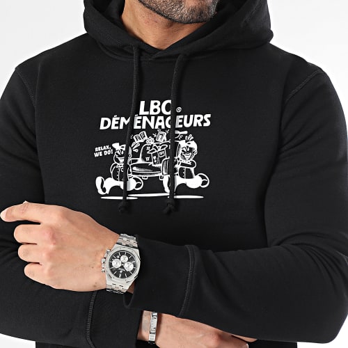 Sweat Capuche Drop Collection Déménageurs Noir Blanc