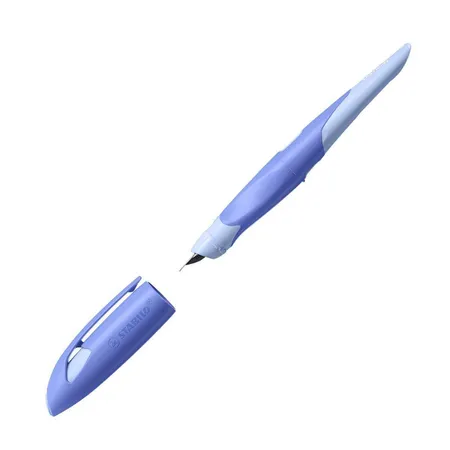 Ergonomischer Schulfüller für Rechtshänder mit Standard-Feder M - STABILO EASYbirdy Pastel Edition in blau/hellblau - Einzelstift - inklusive Patrone und Einstellwerkzeug - Schreibfarbe blau (löschbar)