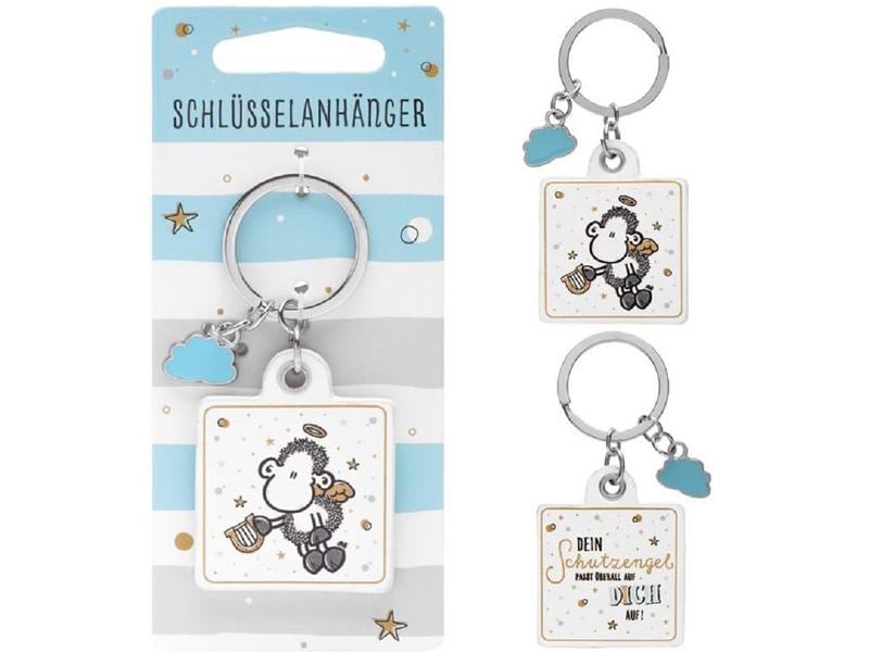 Sheepworld Schlüsselanhänger Schutzengel 8.5 x 4 cm, Kunstl Anhänger mit Schaf für die Tasche oder den Schlüssel