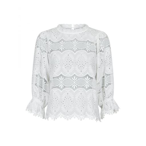 Neo Noir Adela Big Embroidery Bluse, White, 42