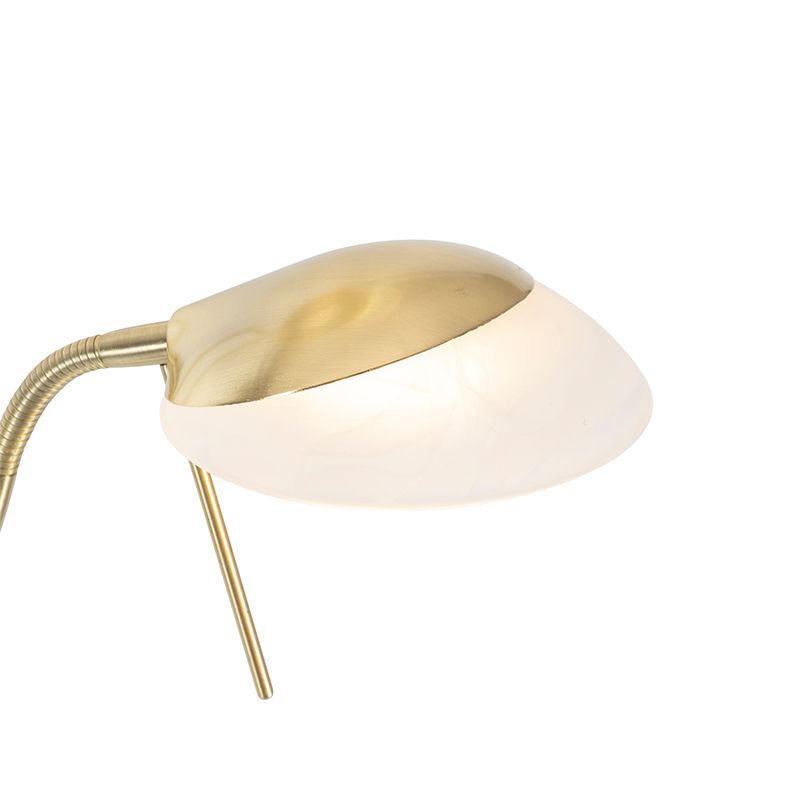Vloerlamp messing incl. LED en dimmer met leeslamp - Empoli