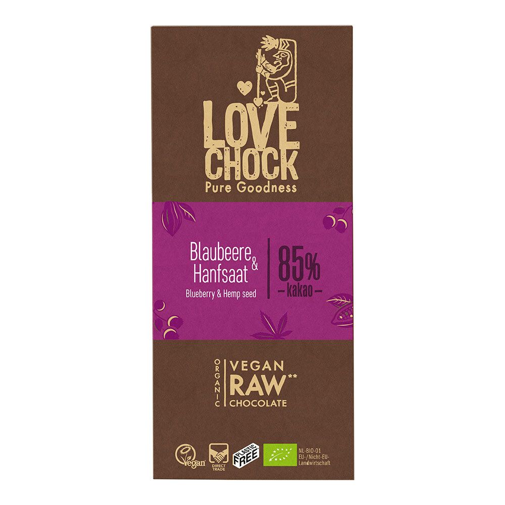 LOVECHOCK Blaubeere & Hanfsaat 85% Kakao