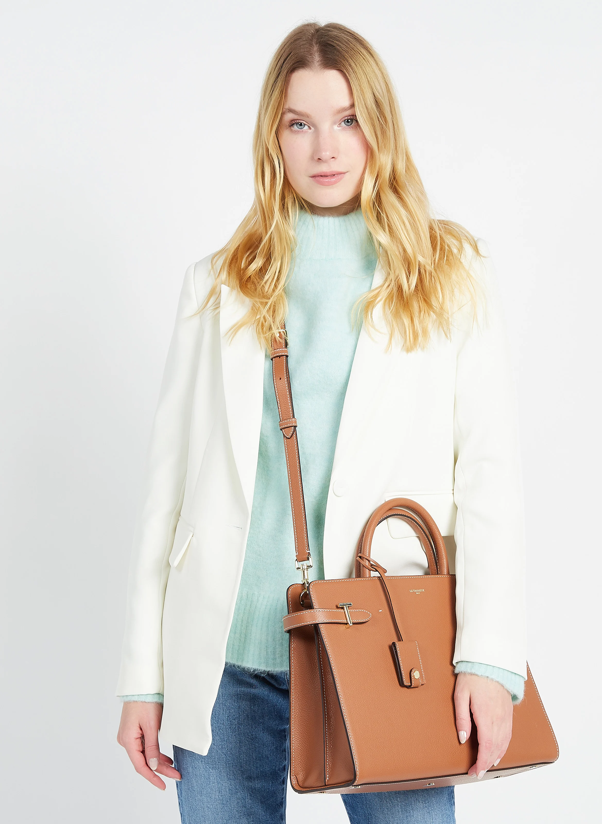 EMILIE - Sac bandoulière en cuir grainé| Marron