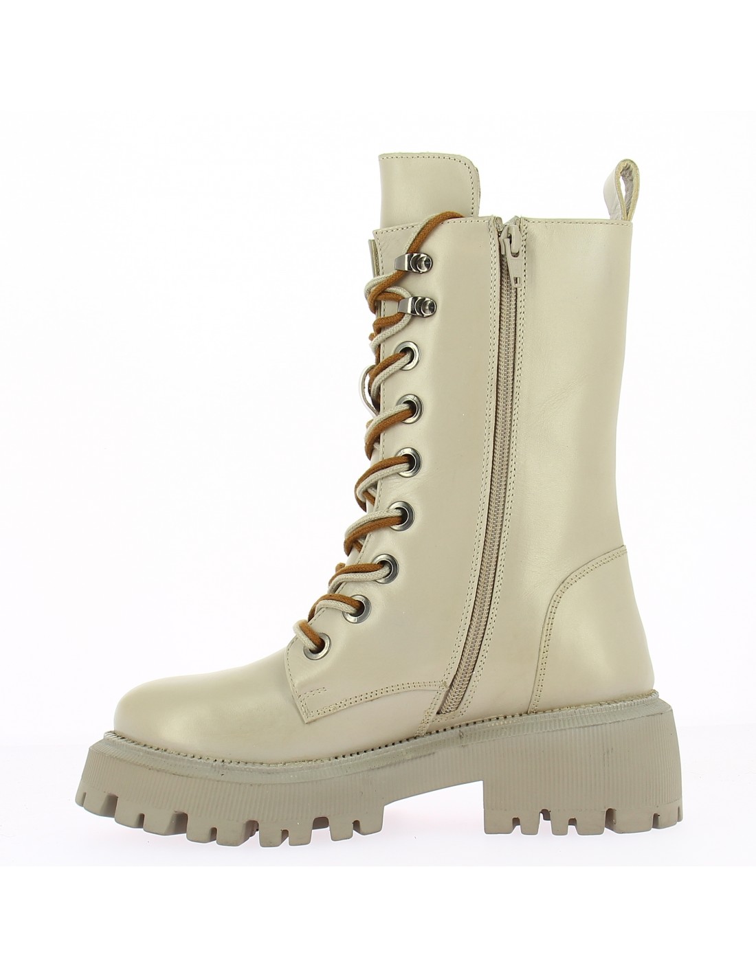 kharisma bottines à talons femme cuir crème semelle taupe