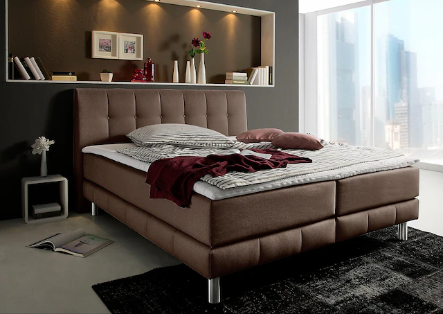 PLACES OF STYLE Boxspringbett »Cafone« inkl. Topper, 5 Breiten, 3 Matratzenarten und 3 Härtegraden wählbar
