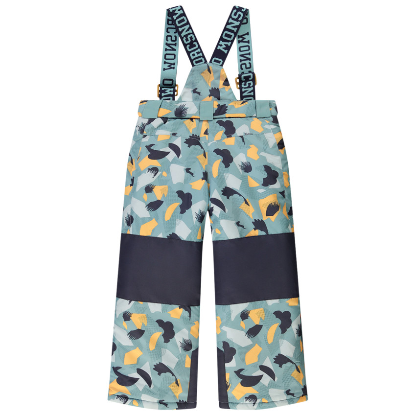 Pantalon de ski imprimé à bretelles amovibles pour garçon