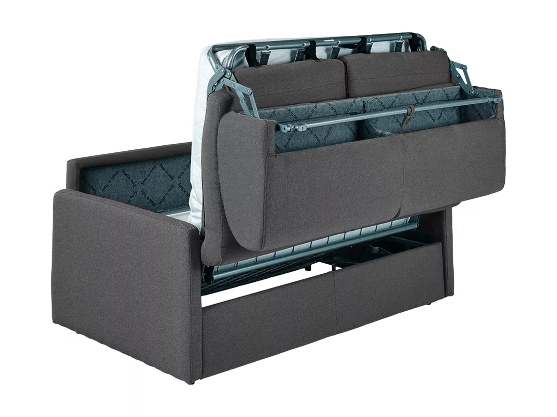 Canapé 4 places convertible express en tissu gris - Couchage 160 cm - Matelas 18 cm CALIFE
