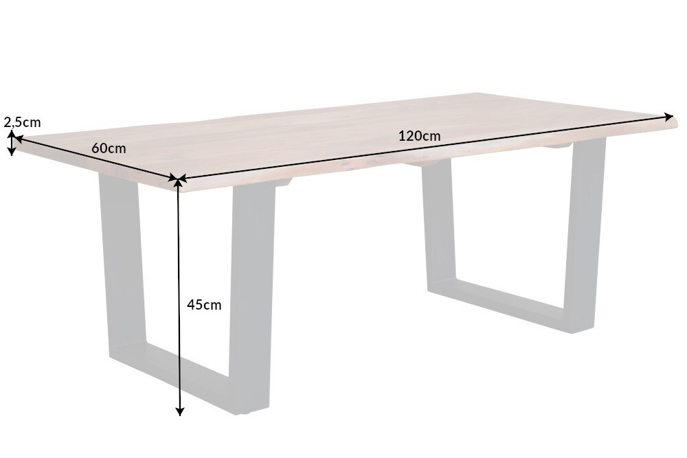 riess-ambiente Couchtisch MAMMUT - 120cm Akazie natur V-Gestell schwarz 2,5cm Tischplatte Massivholz