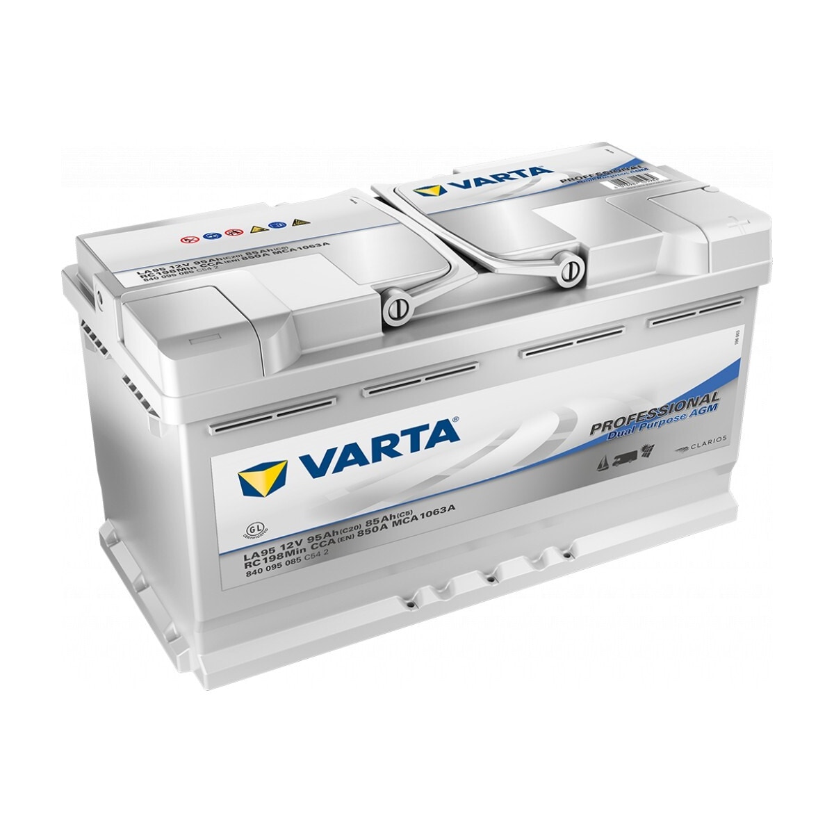 VARTA Fritidsbatteri 12V 95AH AGM 850CCA (354x175x190/190mm) +høyre LA95