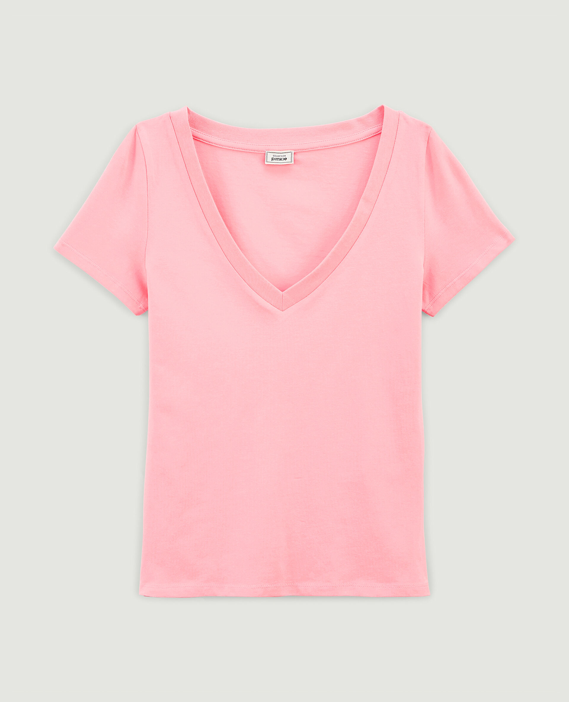 T-shirt basique col V - Rose