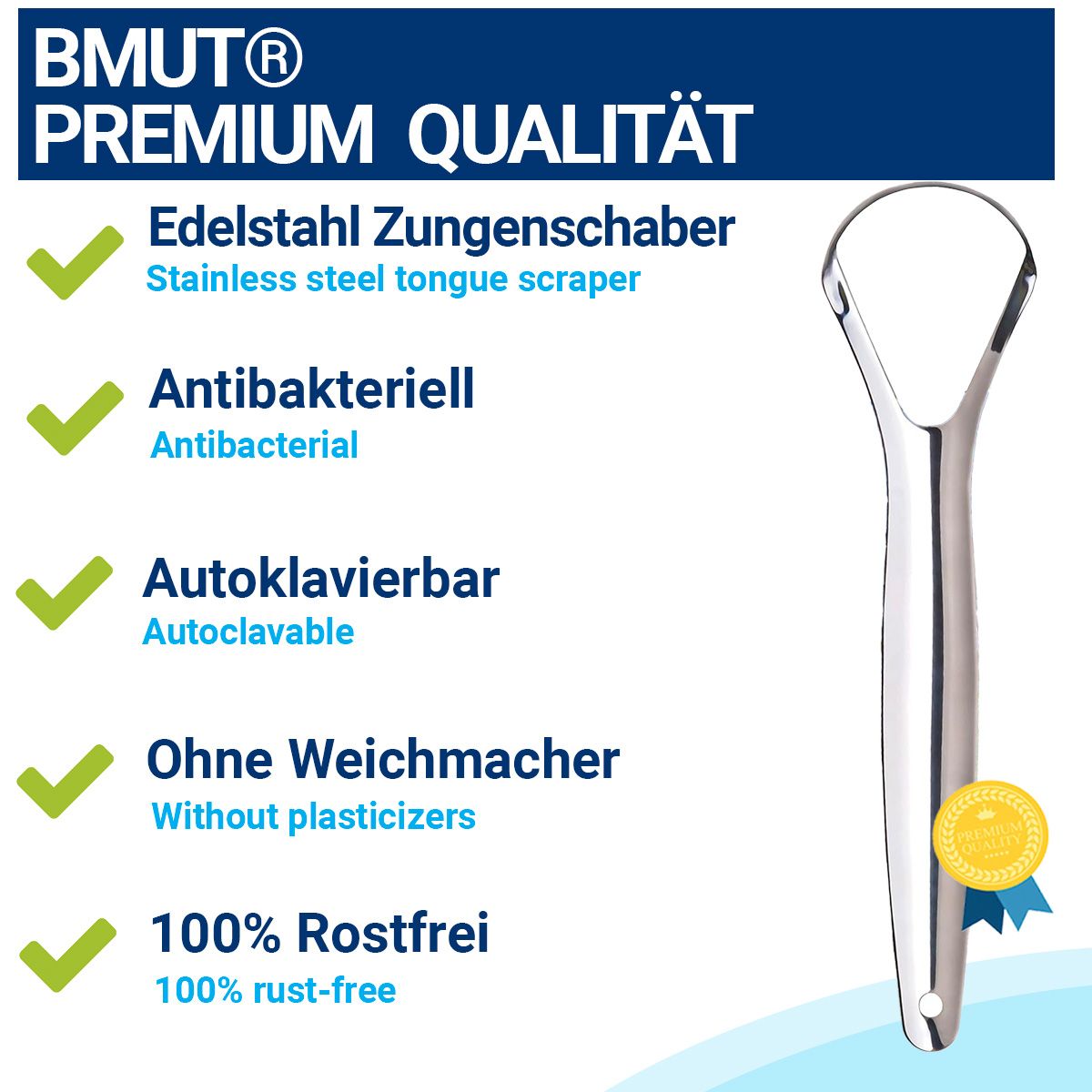 Oralflora  Zungenschaber aus Edelstahl  Zungenreiniger
