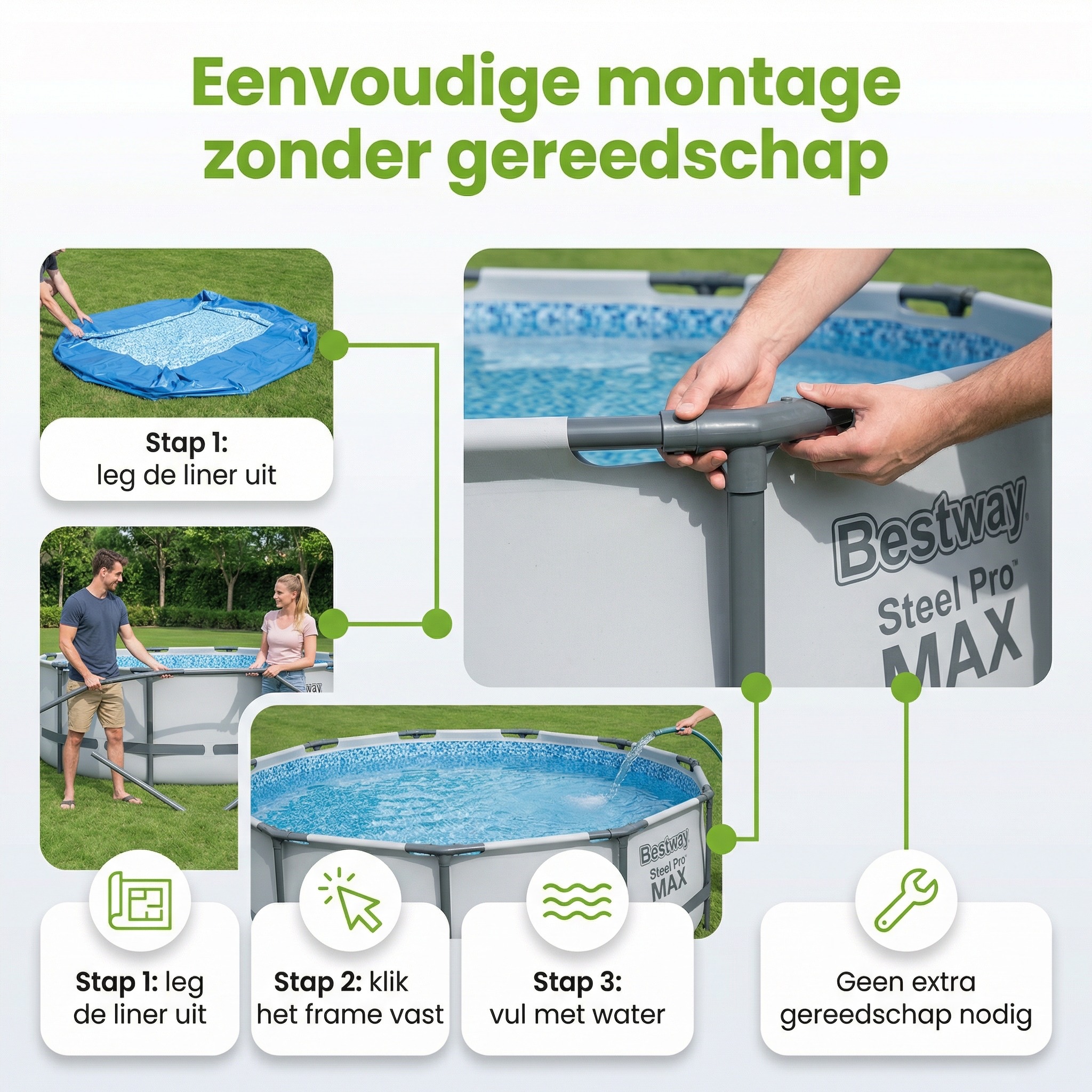 Bestway steel pro max 366x76cm zwembad – 3-delig
