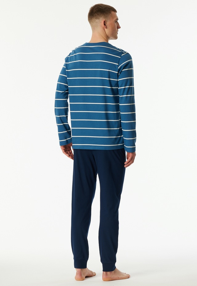 Schiesser Schlafanzug »Casual Nightwear«, 2 Stk. Knopfleiste, Bindeband, Langarm, Baumwolle, Single Jersey